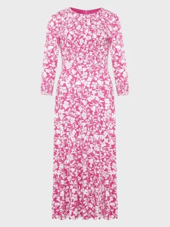 Best Sale Hobbs Martina Jersey Dress Fuchsia Ivory