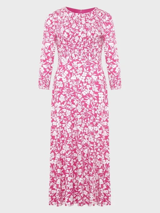 Best Sale Hobbs Martina Jersey Dress Fuchsia Ivory