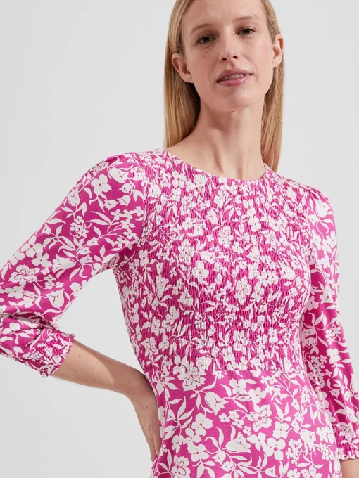 Best Sale Hobbs Martina Jersey Dress Fuchsia Ivory