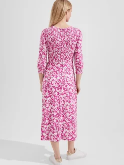 Best Sale Hobbs Martina Jersey Dress Fuchsia Ivory