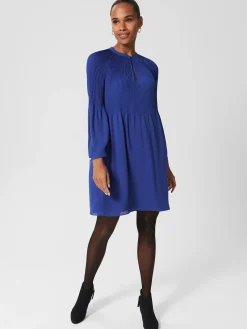 Sale Hobbs Mimi Pleat Dress Cobalt Blue