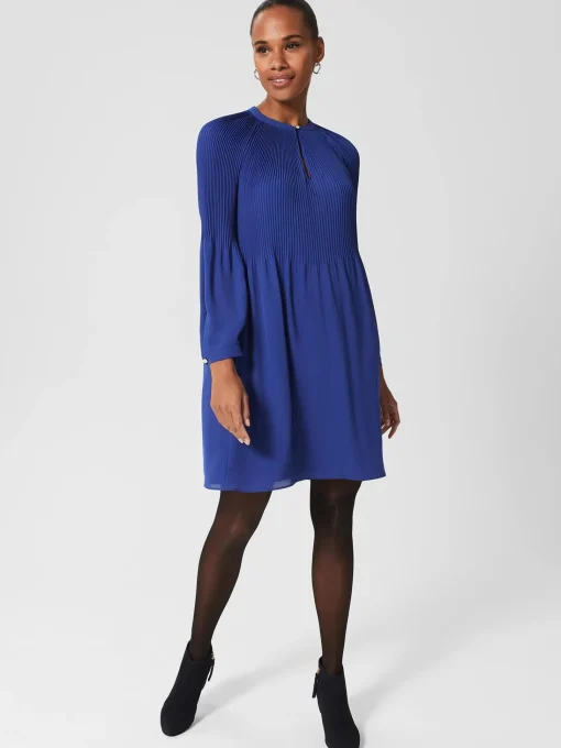 Sale Hobbs Mimi Pleat Dress Cobalt Blue