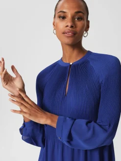 Sale Hobbs Mimi Pleat Dress Cobalt Blue