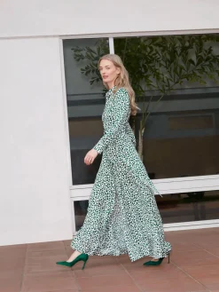 Sale Hobbs Mitford Shirt Dress Green Ivory
