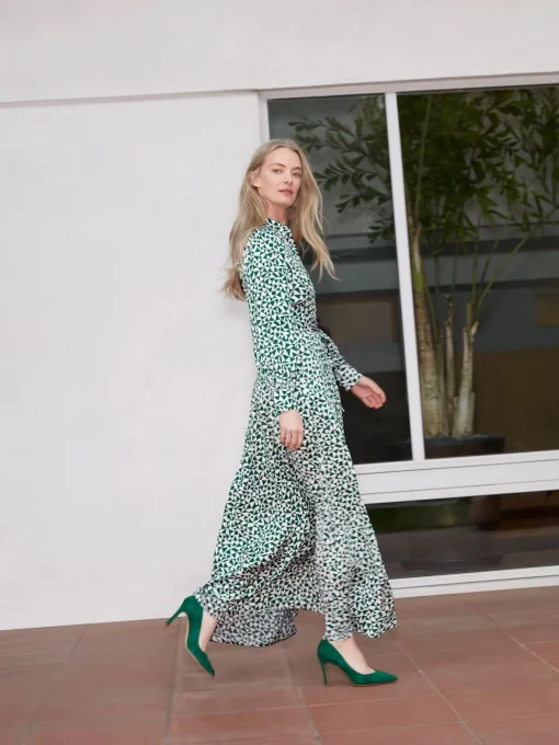 Sale Hobbs Mitford Shirt Dress Green Ivory