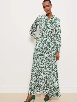 Sale Hobbs Mitford Shirt Dress Green Ivory