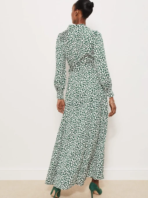 Sale Hobbs Mitford Shirt Dress Green Ivory