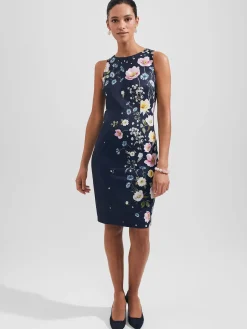 Store Hobbs Moira Floral Shift Dress Navy Blue Multi
