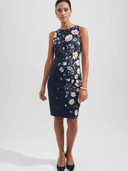 Store Hobbs Moira Floral Shift Dress Navy Blue Multi