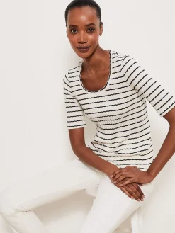 Best Hobbs Montagu Ribbed Top Cream Navy