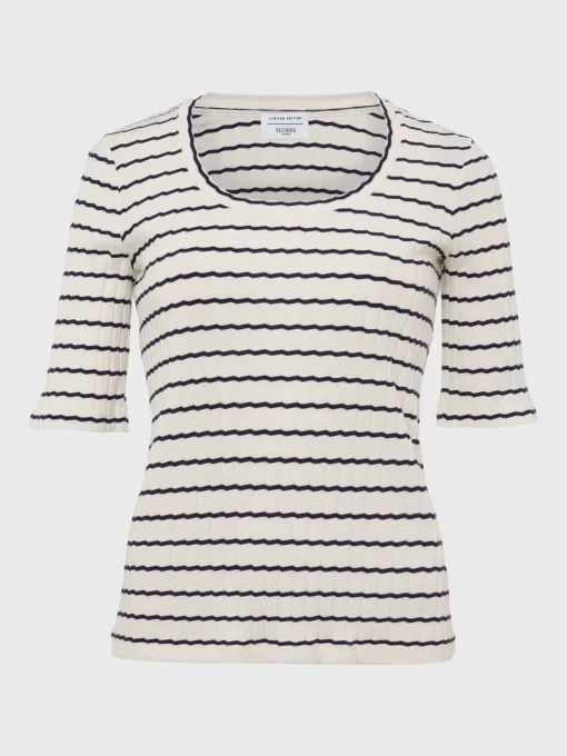 Best Hobbs Montagu Ribbed Top Cream Navy