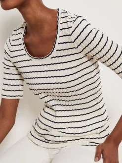 Best Hobbs Montagu Ribbed Top Cream Navy