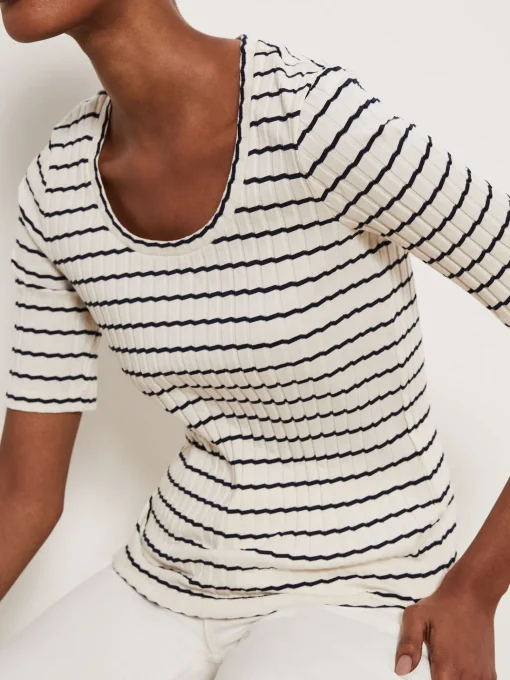 Best Hobbs Montagu Ribbed Top Cream Navy