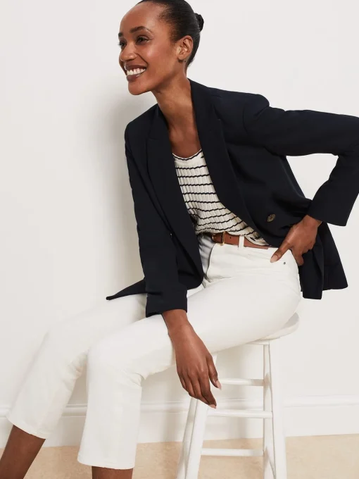 Best Hobbs Montagu Ribbed Top Cream Navy