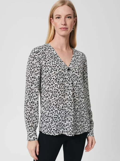 Cheap Hobbs Nelle Blouse Ivory Black