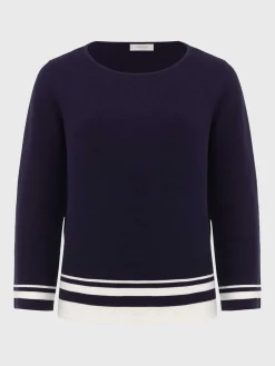 Outlet Hobbs Nellie Cotton Stripe Jumper True Navy White