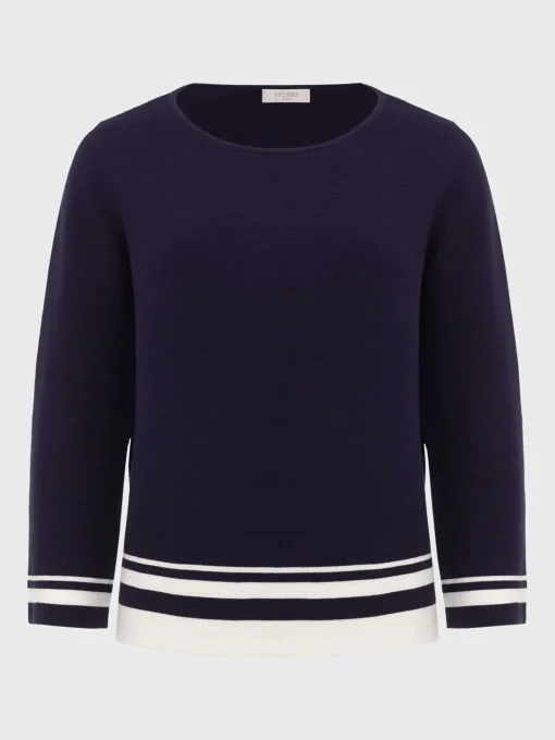 Outlet Hobbs Nellie Cotton Stripe Jumper True Navy White
