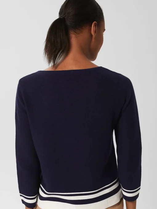 Outlet Hobbs Nellie Cotton Stripe Jumper True Navy White