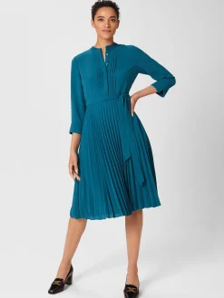 Sale Hobbs Nola Pleat Dress Aegean Blue