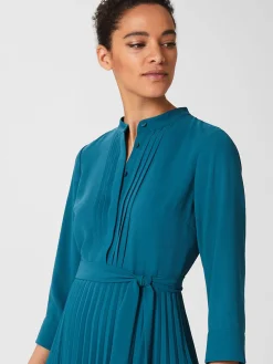 Sale Hobbs Nola Pleat Dress Aegean Blue
