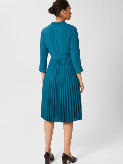 Sale Hobbs Nola Pleat Dress Aegean Blue