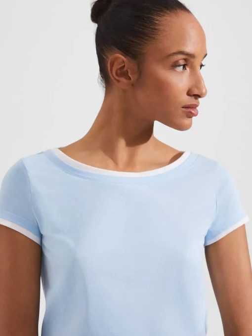 Flash Sale Hobbs Peony Cotton T-Shirt Blue Ivory