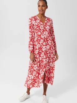 Outlet Hobbs Petite Allison Dress Red Pink