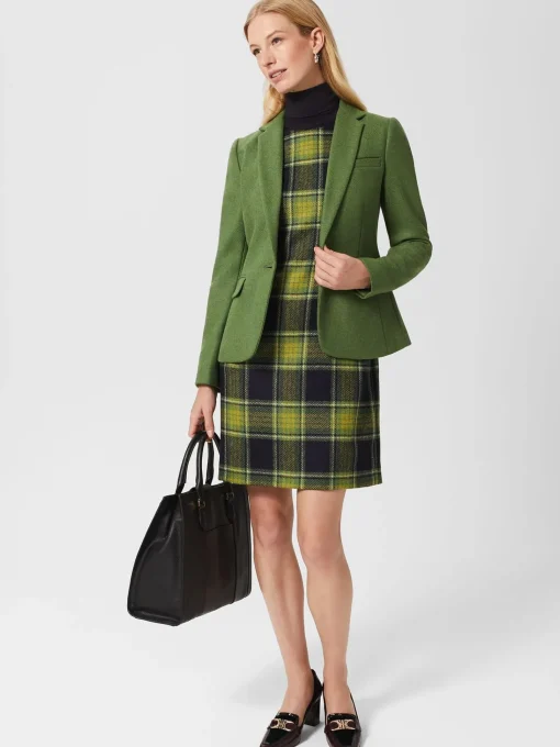 Best Sale Hobbs Petite Amaris Wool Dress Green Navy