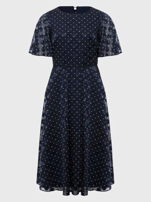 Clearance Hobbs Petite Ceira Spot Dress Navy Ivory