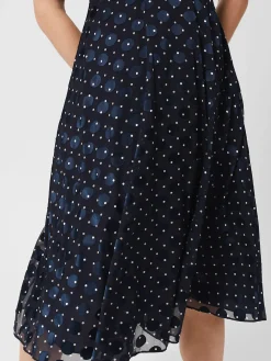Clearance Hobbs Petite Ceira Spot Dress Navy Ivory