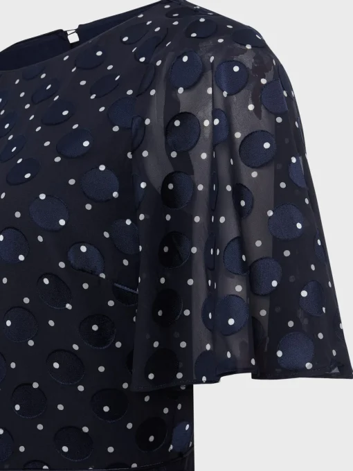 Clearance Hobbs Petite Ceira Spot Dress Navy Ivory