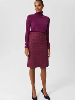 Online Hobbs Petite Daphne Wool Skirt Purple Multi