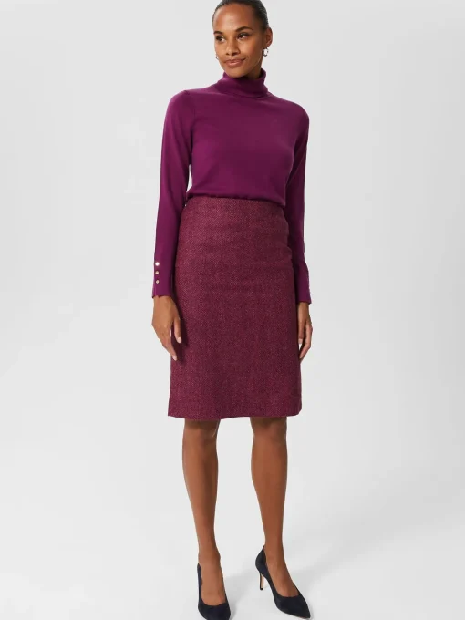 Online Hobbs Petite Daphne Wool Skirt Purple Multi