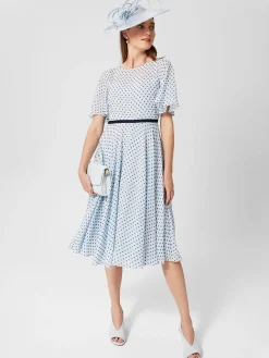 Cheap Hobbs Petite Eleanor Spot Dress Pale Blue Navy