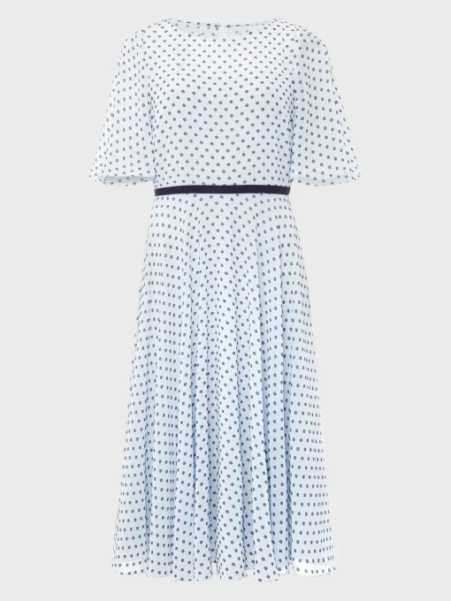 Cheap Hobbs Petite Eleanor Spot Dress Pale Blue Navy