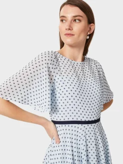 Cheap Hobbs Petite Eleanor Spot Dress Pale Blue Navy