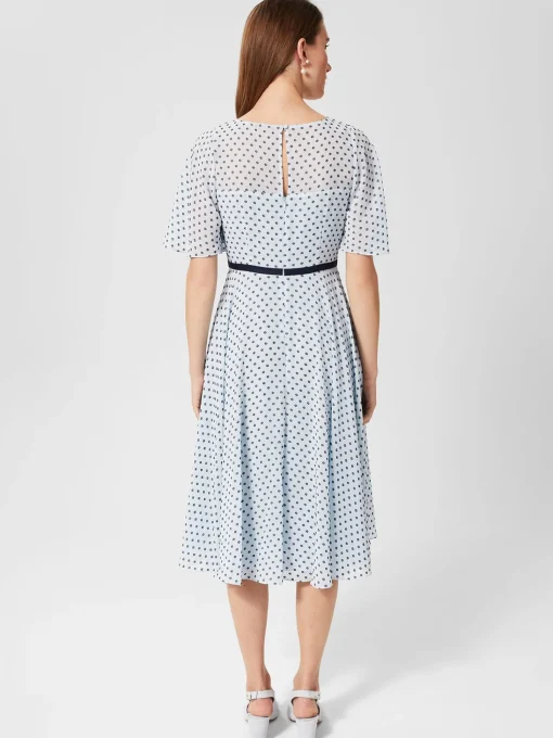 Cheap Hobbs Petite Eleanor Spot Dress Pale Blue Navy