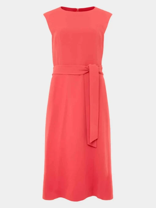 Sale Hobbs Petite Fenella Belted Dress Dark Coral