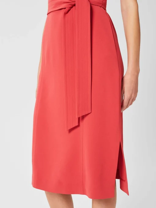 Sale Hobbs Petite Fenella Belted Dress Dark Coral