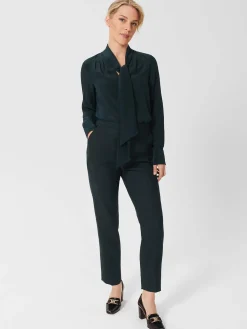 Store Hobbs Petite Gael Wool Blend Trousers Deep Pine Green