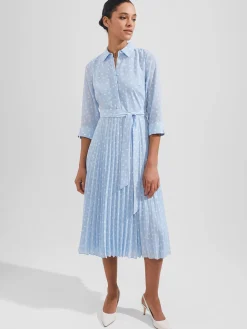 Store Hobbs Petite Leona Dress Dusky Blue Ivry