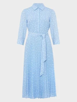 Store Hobbs Petite Leona Dress Dusky Blue Ivry