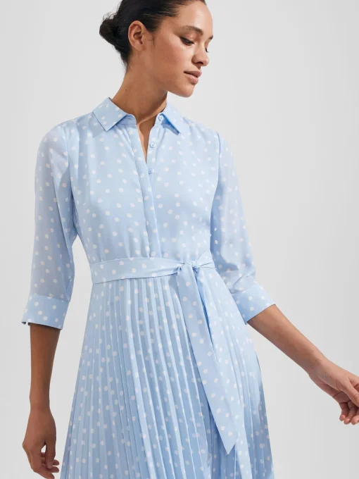 Store Hobbs Petite Leona Dress Dusky Blue Ivry