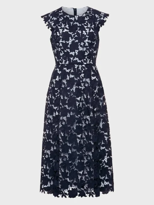 Cheap Hobbs Pheobe Lace Dress Pale Blue Navy
