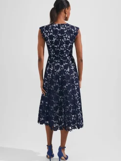 Cheap Hobbs Pheobe Lace Dress Pale Blue Navy