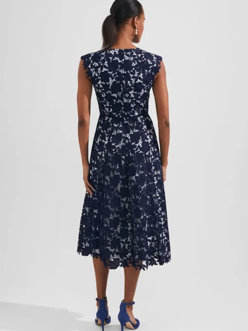 Cheap Hobbs Pheobe Lace Dress Pale Blue Navy