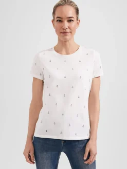 Clearance Hobbs Pixie Cotton Printed T-Shirt White Multi