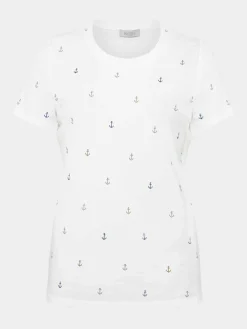 Clearance Hobbs Pixie Cotton Printed T-Shirt White Multi