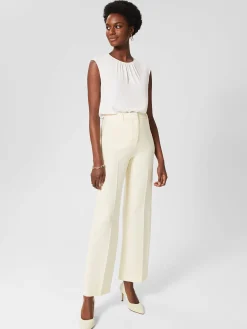 Shop Hobbs Rachael Wide Trousers Pale Yellow