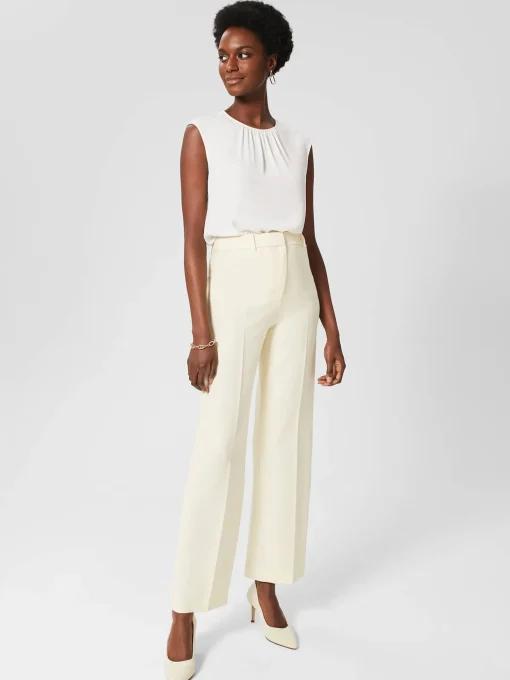 Shop Hobbs Rachael Wide Trousers Pale Yellow